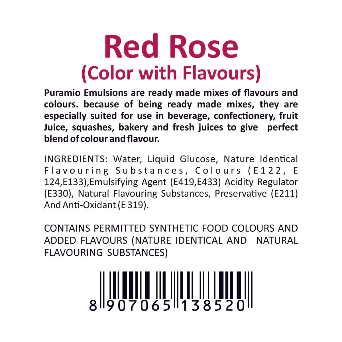 Puramio Red Rose - Flavour with Colour (Emulsion)