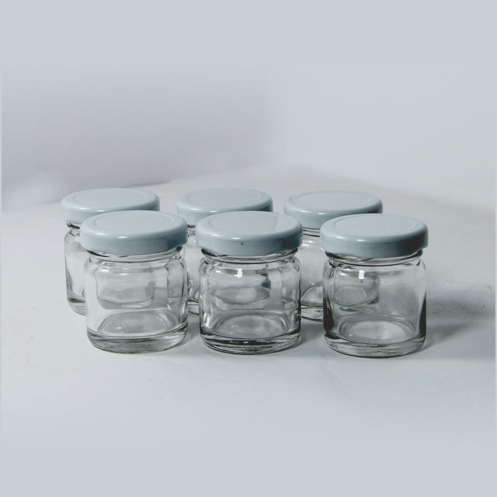 Puramio 28ml Round Glass Bottle with Metal Cap - Set of 6