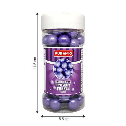 Puramio Glamour Balls Super Jumbo - Purple (14mm) | for Cake Decoration, 125g