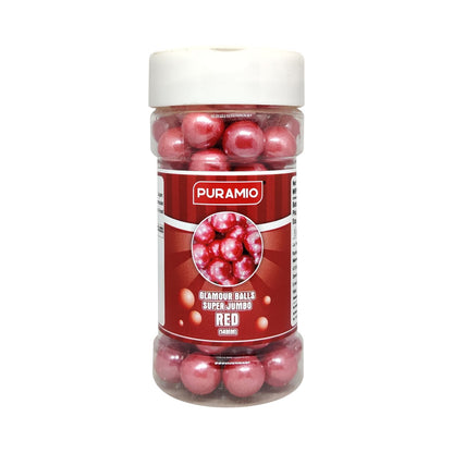 Puramio Glamour Balls Super Jumbo - Red (14mm) | for Cake Decoration, 125g