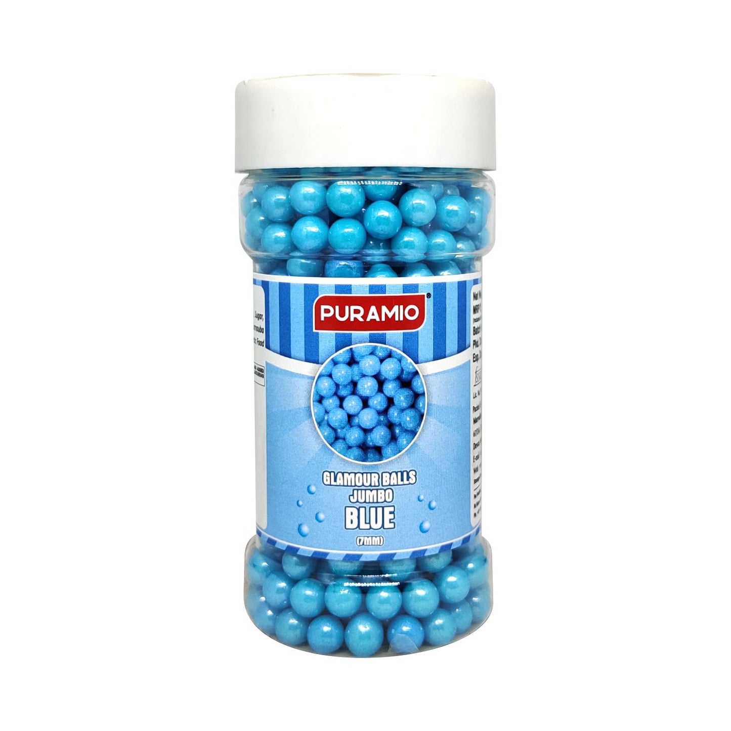 Puramio Glamour Balls Jumbo - Blue (7mm) | for Cake Decoration, 150g