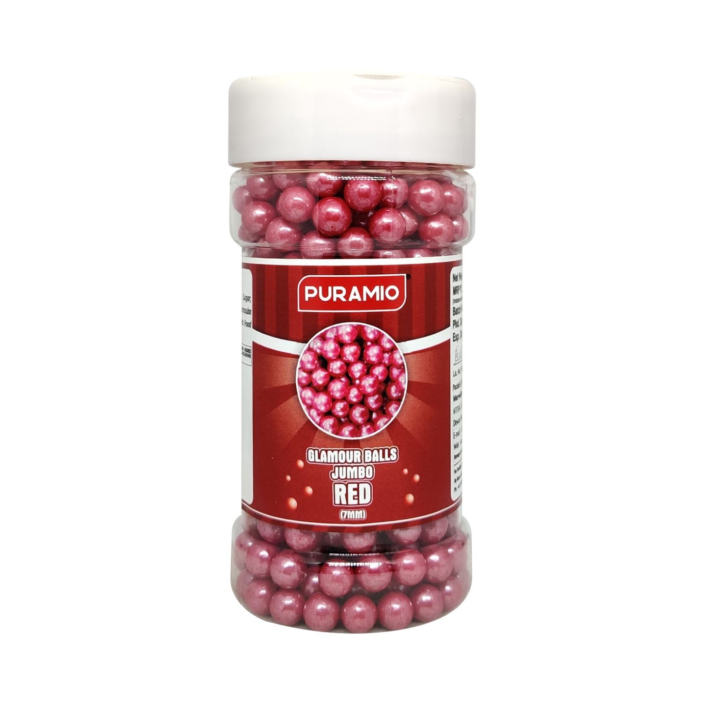 Puramio Glamour Balls Jumbo - Red (7mm) | for Cake Decoration, 150g