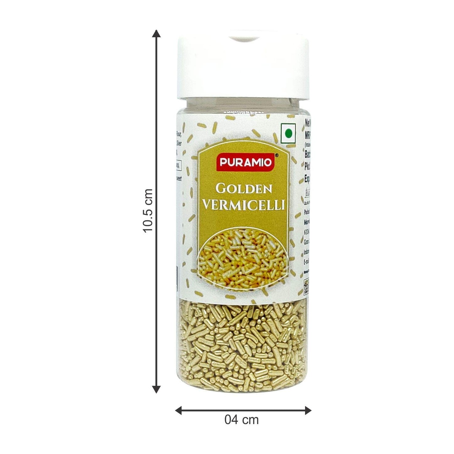 Puramio Combo Pack of 2 Golden & Silver Vermicelli (with Real Silver Vark) for Cake Decoration, Pack of 2 , 50g