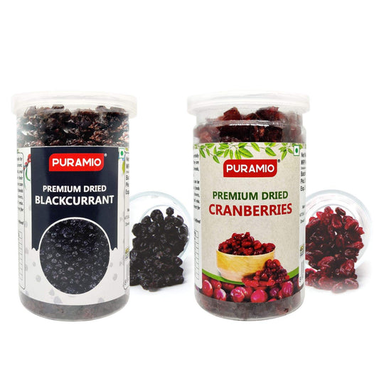 Puramio Dry Fruit Combo Pack of - Cranberry, Blackcurrant, 200g Each