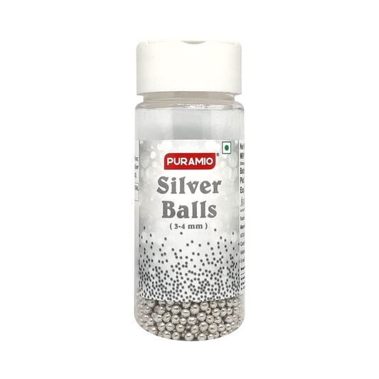 Puramio Silver Balls (3-4 mm) for Cake Decoration, 50g