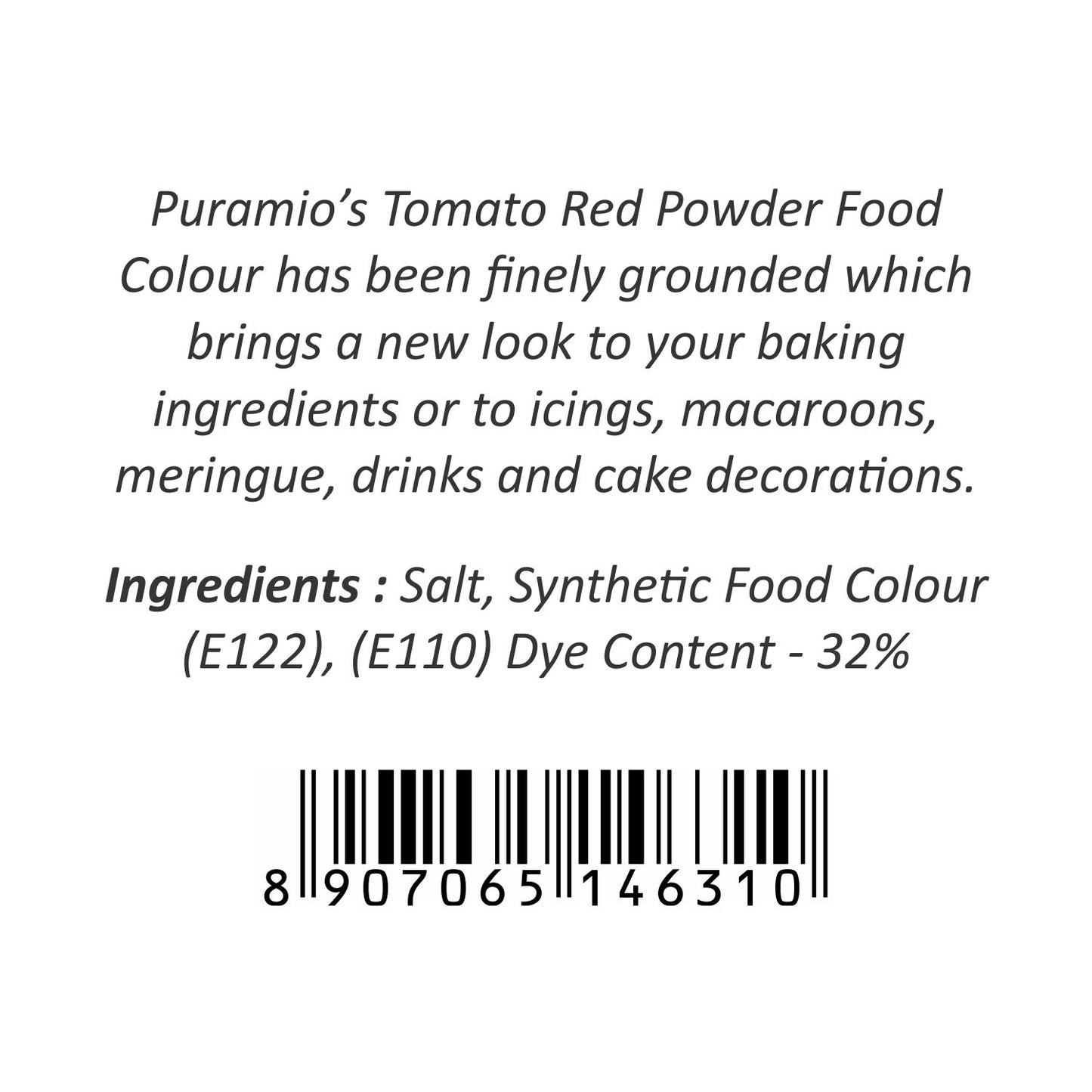 Puramio Powder Food Colour - Tomato Red